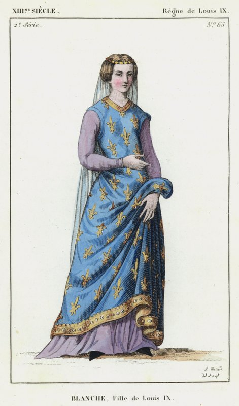 XIII सदी, लुई IX का शासन, ब्लैंच, लुई IX की बेटी (रंगीन उत्कीर्णन) द्वारा फ्रेंच स्कूल