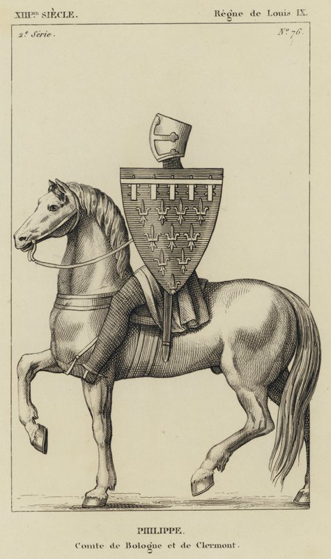 XIII सदी, लुई IX का शासन, फिलिप, बोलोग्ना की गणना और क्लेरमोंट (उत्कीर्णन) द्वारा फ्रेंच स्कूल