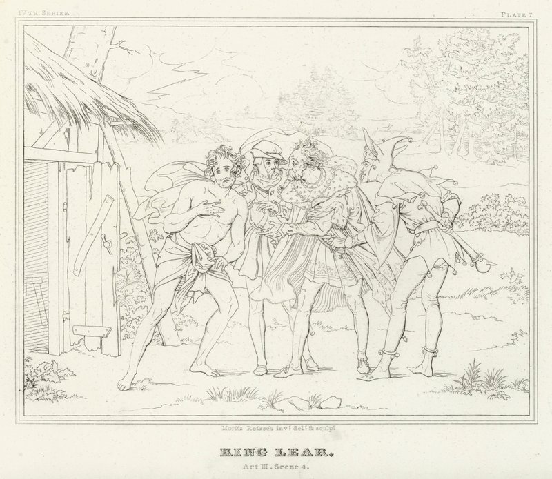 किंग लियर, अधिनियम III, दृश्य 4 (उत्कीर्णन) द्वारा फ्रेडरिक अगस्त मोरित्ज़ रिट्ज़स्च