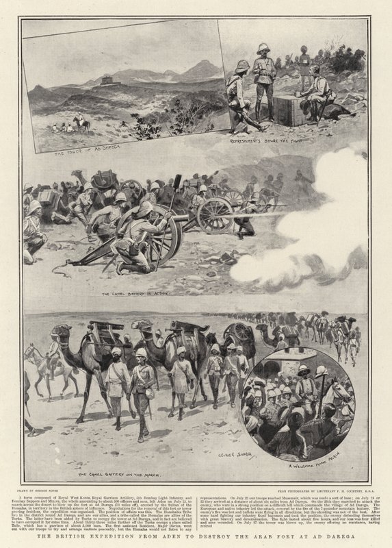एड दरेगा में अरब किले को नष्ट करने के लिए अदन से ब्रिटिश अभियान द्वारा जॉर्ज सॉपर