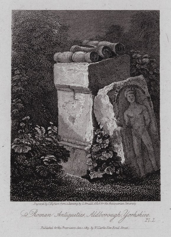 रोमन पुरावशेष, एल्डबोरो, यॉर्कशायर (उत्कीर्णन) द्वारा जॉर्ज (बाद) अर्नाल्डो