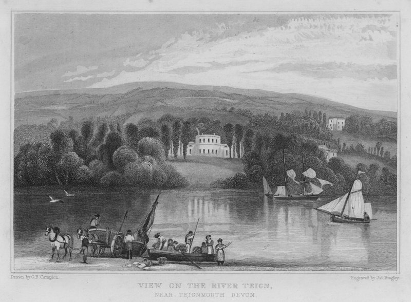 Teign नदी पर देखें, Teignmouth के पास, Devon (उत्कीर्णन) द्वारा जॉर्ज ब्रायंट कैंपियन