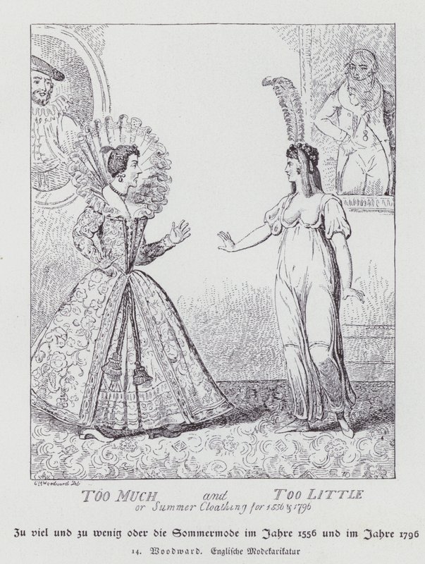 1556 और 1796 के लिए बहुत अधिक और बहुत छोटा, ग्रीष्मकालीन वस्त्र (लिथो) द्वारा जॉर्ज माउटर्ड (बाद में) वुडवर्ड