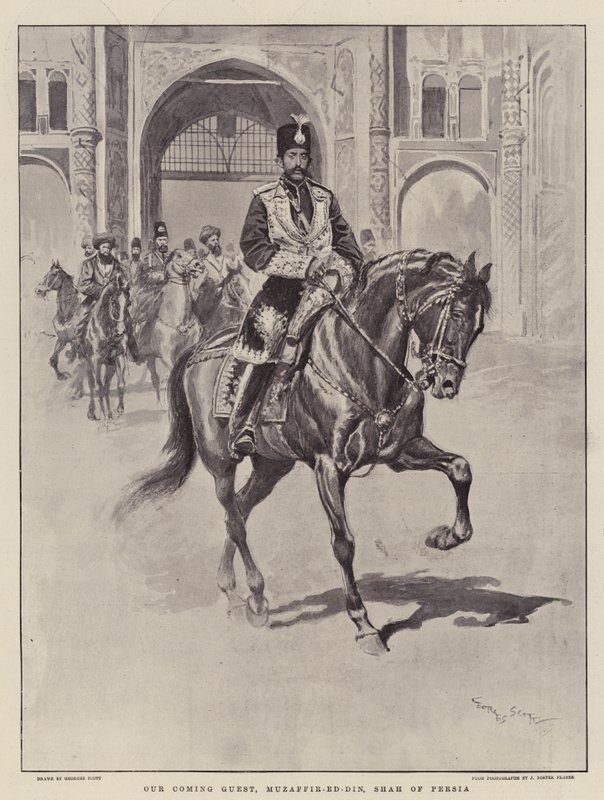 हमारे आने वाले मेहमान, मुजफ्फर-एड-दीन, शाह फारस के द्वारा जॉर्जेस बर्टिन स्कॉट