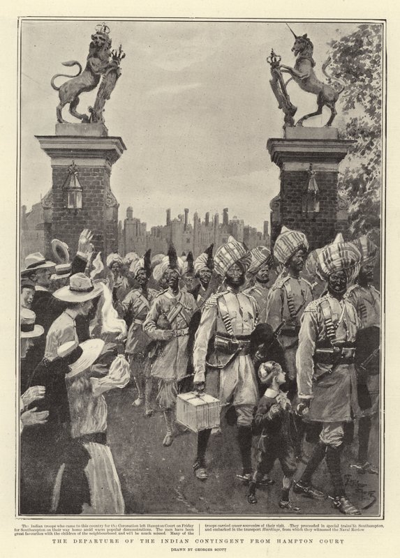 हैम्पटन कोर्ट से भारतीय आकस्मिकता का प्रस्थान द्वारा जॉर्जेस बर्टिन स्कॉट