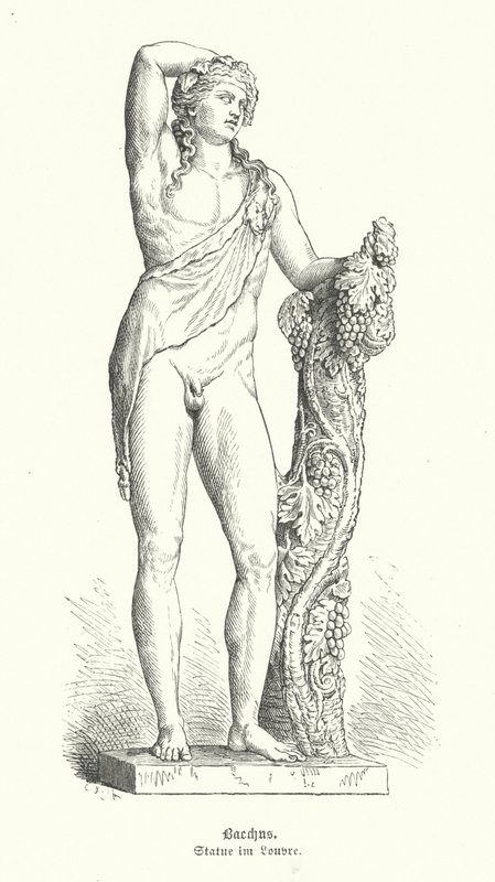 Bacchus, शराब के रोमन देवता (उत्कीर्णन) द्वारा जर्मन स्कूल