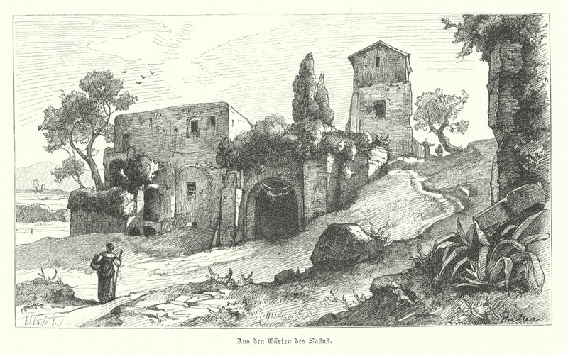 सलस्ट के बगीचे, रोम (उत्कीर्णन) द्वारा जर्मन स्कूल