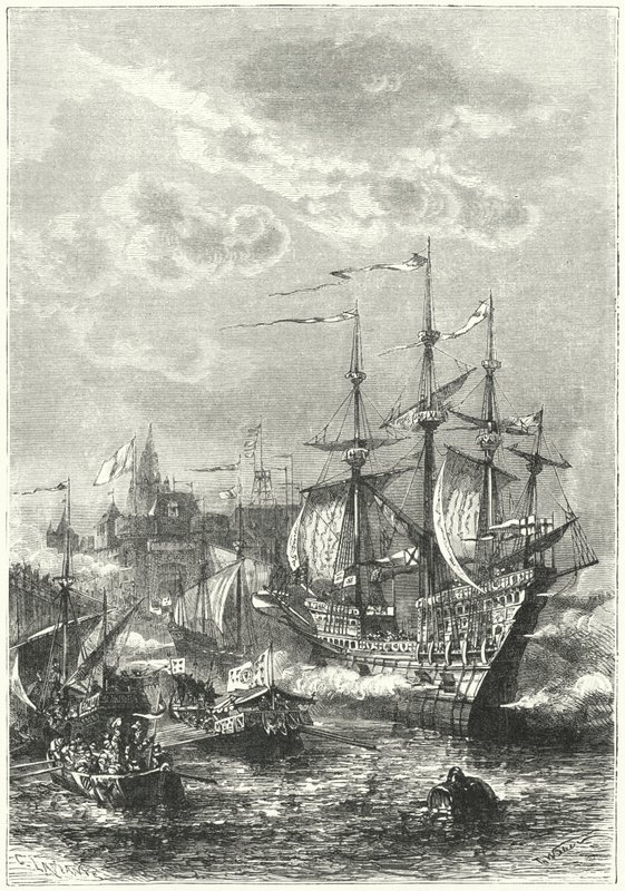 हेनरी VIII और अंग्रेजी बेड़ा Calais . पर उतरते हैं द्वारा जर्मन स्कूल