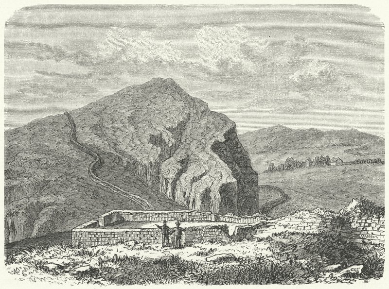 हैड्रियन की दीवार के उत्तर में सेवेरस की दीवार के अवशेष (उत्कीर्णन) द्वारा जर्मन स्कूल