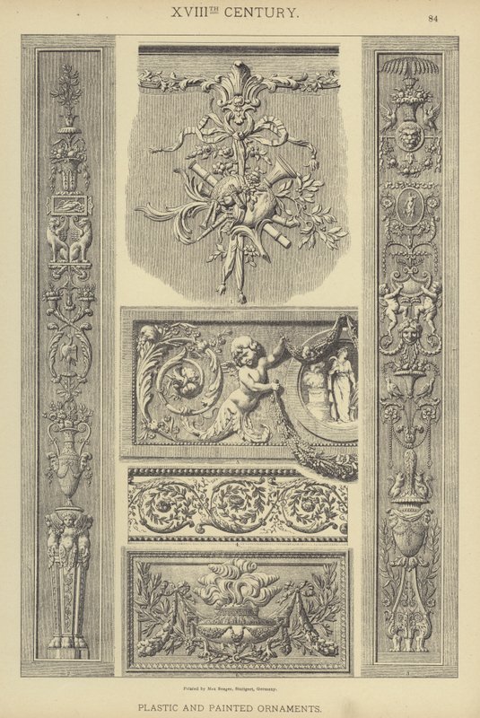 XVIII सदी, प्लास्टिक और चित्रित गहने (रंग लिथो) द्वारा जर्मन स्कूल