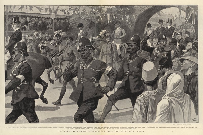 द ड्यूक एंड डचेस ऑफ कॉर्नवाल टूर, डरबन में प्रवेश द्वारा गॉर्डन फ्रेडरिक ब्राउन