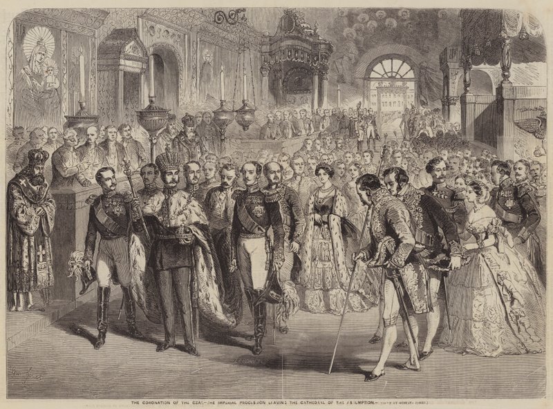 Czar का राज्याभिषेक, कैथेड्रल ऑफ द कूमरेशन को छोड़कर शाही जुलूस द्वारा गुस्ताव जेनेट