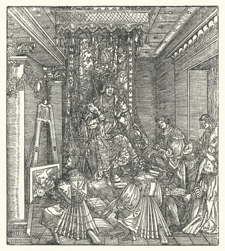 अपनी महिमा के उद्घोषकों के साथ राजकुमार (उत्कीर्णन) द्वारा हंस (बाद में) बर्गकमेयर