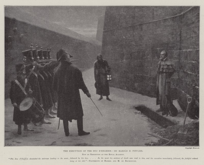 Duc d&39;Enghien का निष्पादन, अब रॉयल अकादमी में प्रदर्शनी पर है द्वारा हेरोल्ड ह्यूम पिफर्ड