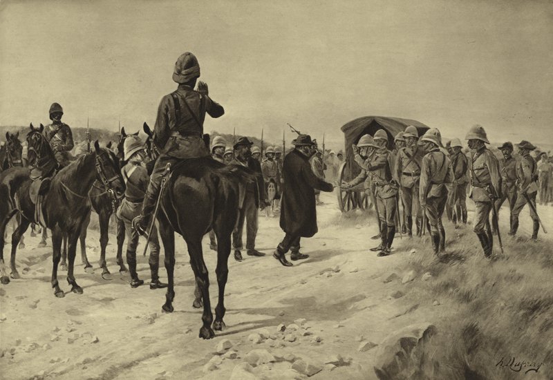 Paardeberg में Piet Cronje का समर्पण, 1900 (उत्कीर्णन) द्वारा हेनरी लुई ड्यूप्रे