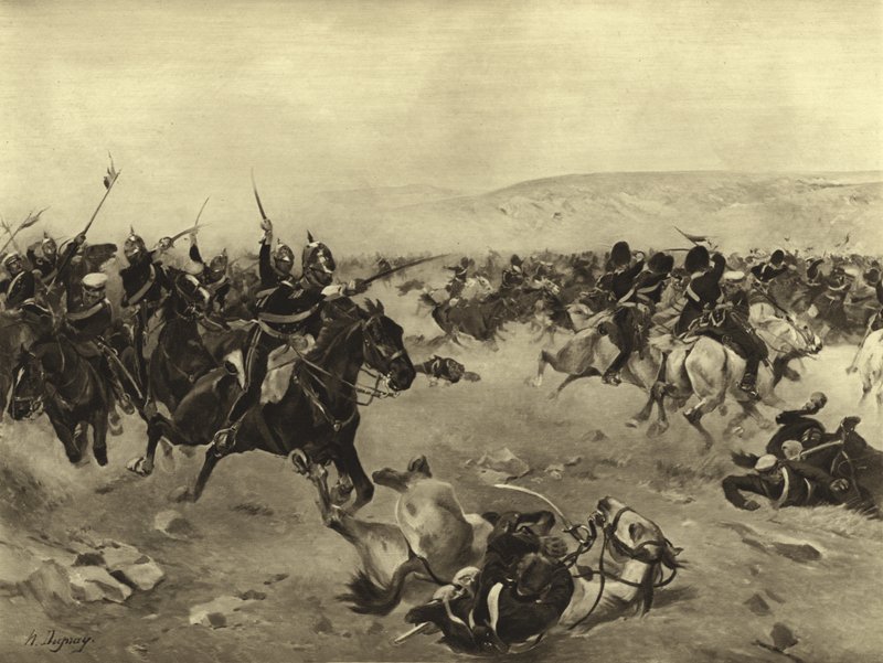 द चार्ज ऑफ़ हेवी ब्रिगेड, बैलाक्लाव की लड़ाई, 1854 (गुरुत्वाकर्षण) द्वारा हेनरी लुई ड्यूप्रे