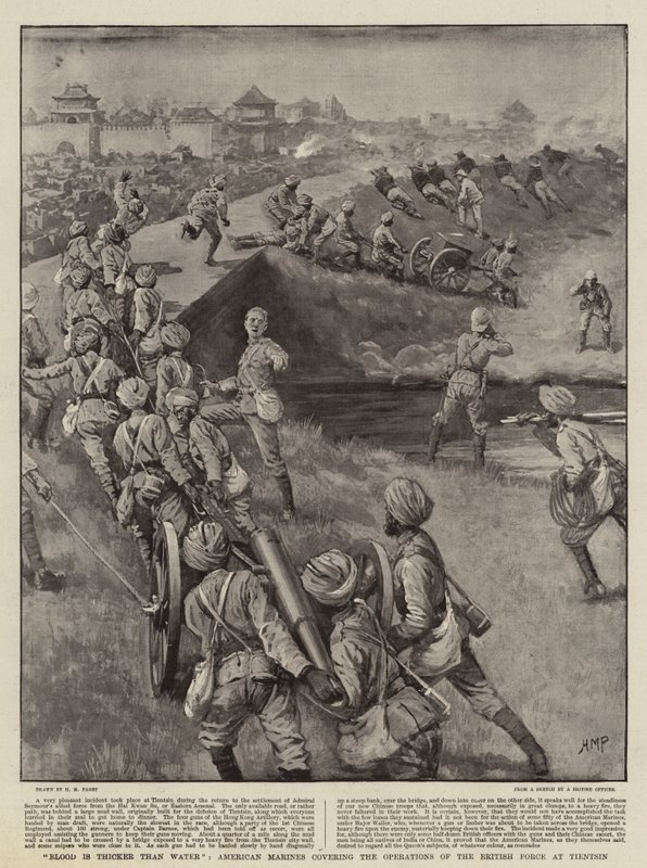 खून पानी से अधिक गाढ़ा है, अमेरिकी मरीन्स ने तित्सिन में ब्रिटिश सेना के संचालन को कवर किया द्वारा हेनरी मैरियट पगेट