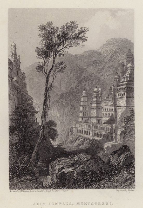 जैन मंदिर, मुक्तागेरी (रंग लिथो) द्वारा हेनरी (बाद में) वॉरेन