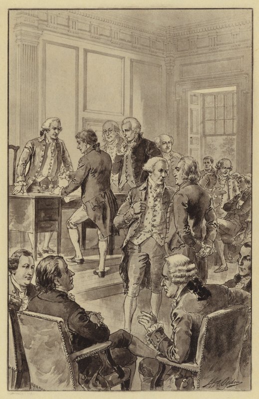 स्वतंत्रता की घोषणा पर हस्ताक्षर, 4 जुलाई 1776 (लिथो) द्वारा हेनरी अलेक्जेंडर (बाद) ओग्डेन