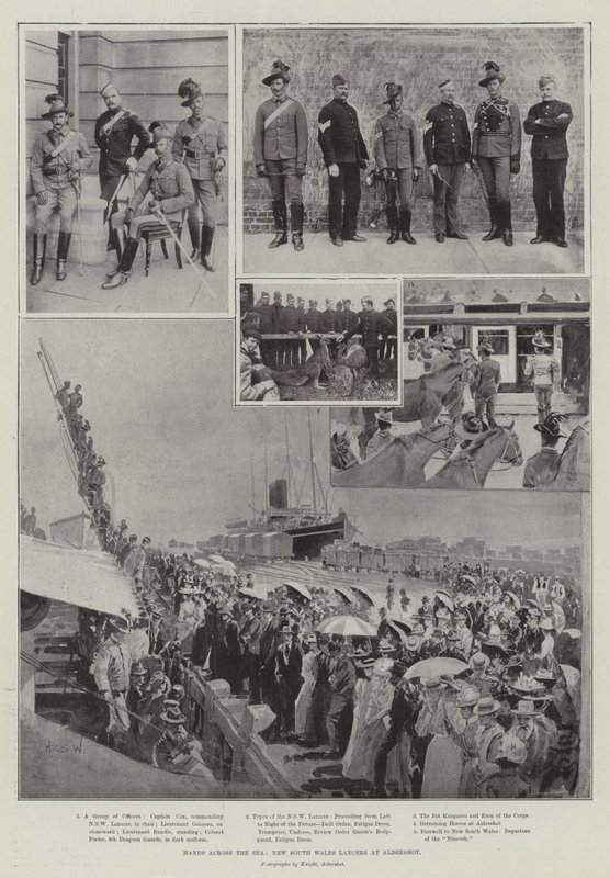 समुद्र के पार, न्यू साउथ वेल्स के एल्डरशॉट में लांसर्स द्वारा हेनरी चार्ल्स सेपिंग्स राइट