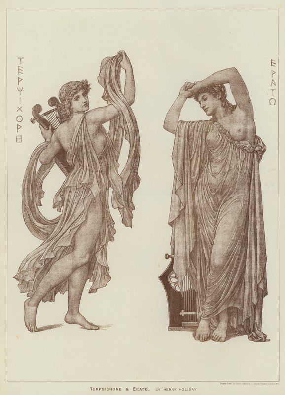 Terpsichore और Erato, हेनरी हॉलिडे द्वारा (उत्कीर्णन) द्वारा हेनरी हॉलिडे