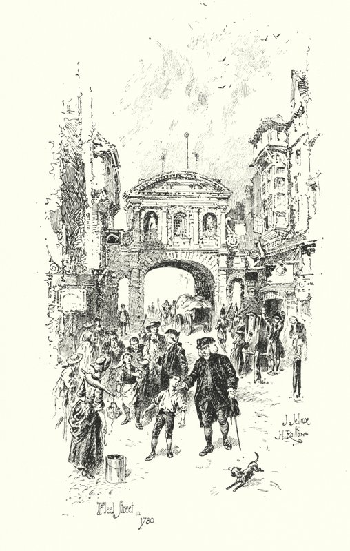 डॉ जॉनसन, फ्लीट स्ट्रीट, लंदन, 1780 में (लिथो) द्वारा हरबर्ट (बाद) रेल्टन