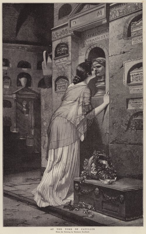 Catullus की कब्र पर (उत्कीर्णन) द्वारा हरमन कौलबाख