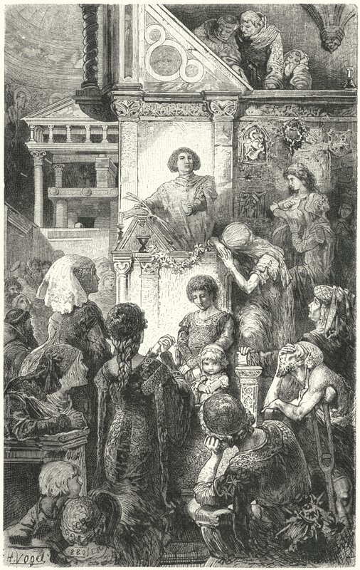 Giovanni Boccaccio फ्लोरेंस के लोगों के लिए 14 वीं शताब्दी के दंतेस डिवाइन कॉमेडी का पाठ करते हैं द्वारा हरमन वोगेल