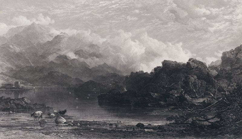 एक हाईलैंड झील, धुंध पहाड़ों पर आराम करती है द्वारा होरेशियो मैकुलोकल