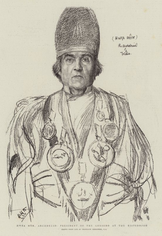 Hwfa Mon, Archdruid, Eisteddfod में गोर्शेड के अध्यक्ष द्वारा ह्यूबर्ट वॉन हेर्कॉमर