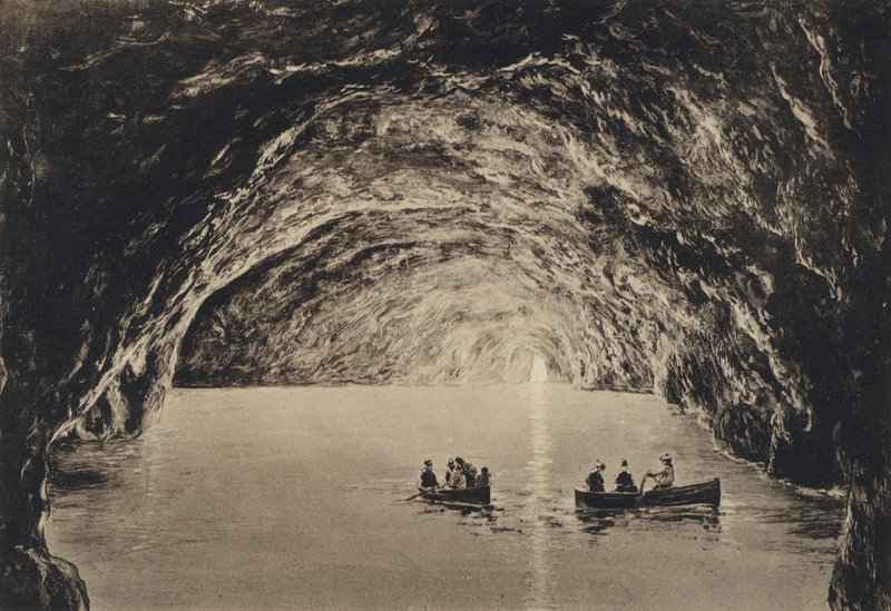 नेपल्स: Capri, Grotta Azzurra (b / w फोटो) द्वारा इतालवी फोटोग्राफर