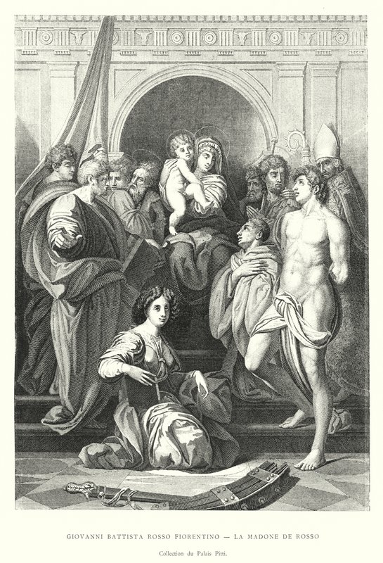 Giovanni Battista Rosso Fiorentino, La Madone de Rosso, Collection du Palais Pitti (उत्कीर्णन) द्वारा इतालवी स्कूल