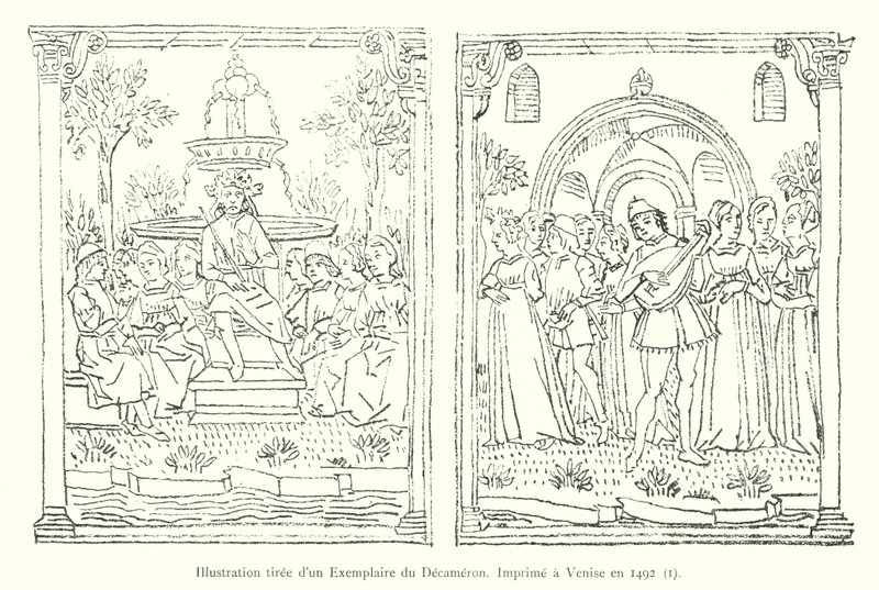 1492 में वेनिस में छपी डिकैमरन की एक प्रति से चित्रण, I (उत्कीर्णन) द्वारा इतालवी स्कूल