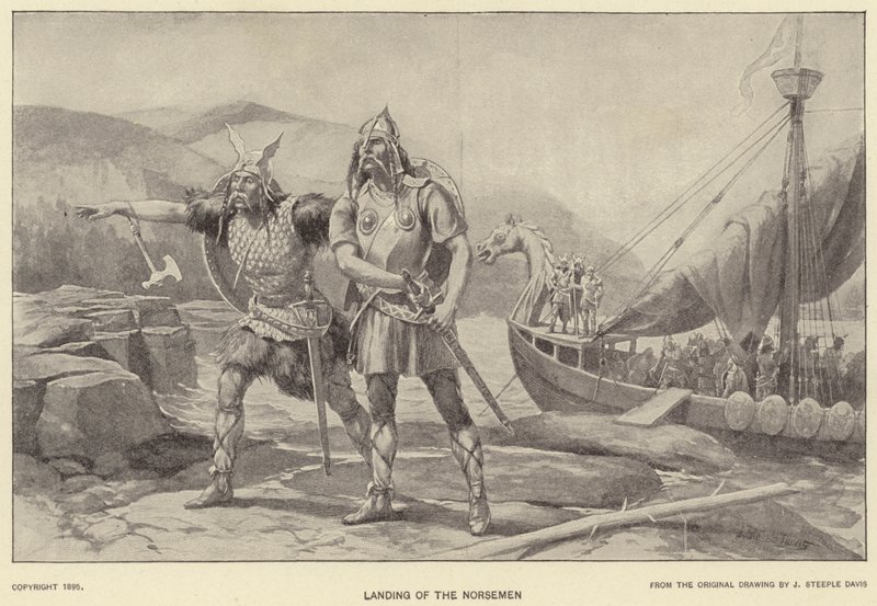 नॉर्समेन की लैंडिंग (लिथो) द्वारा जे (बाद) स्टीपल डेविस