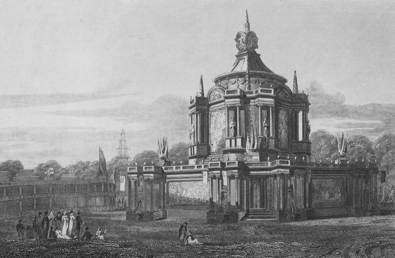 ग्रीन पार्क, मिडलसेक्स में कॉनकॉर्ड का मंदिर, जैसा कि 1 अगस्त 1814 को दिखाई दिया (उत्कीर्णन) द्वारा जॉन प्रेस्टन नील