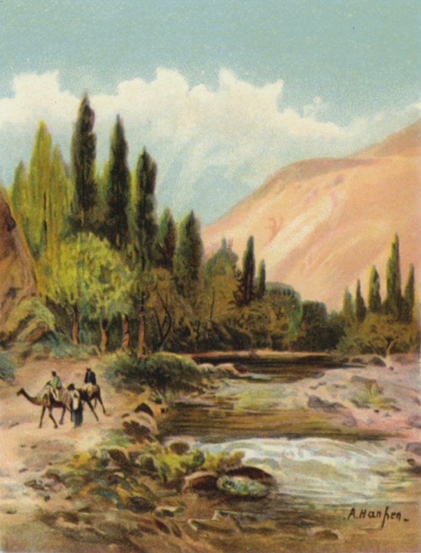 दमिश्क (रंग लिथो) के पास बरदा (फर्पर) नदी द्वारा जेम्स (बाद) क्लार्क