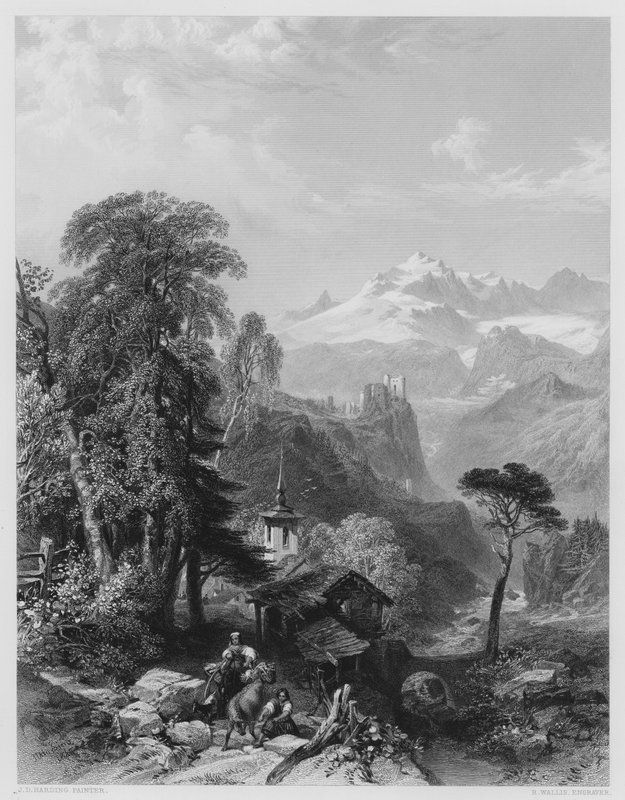 वैल सेंट निकोला, स्विट्ज़रलैंड (उत्कीर्णन) द्वारा जेम्स डफ़िल्ड हार्डिंग