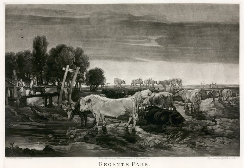 रीजेंट पार्क, लंदन; चित्रित 1807 द्वारा जेम्स वार्ड