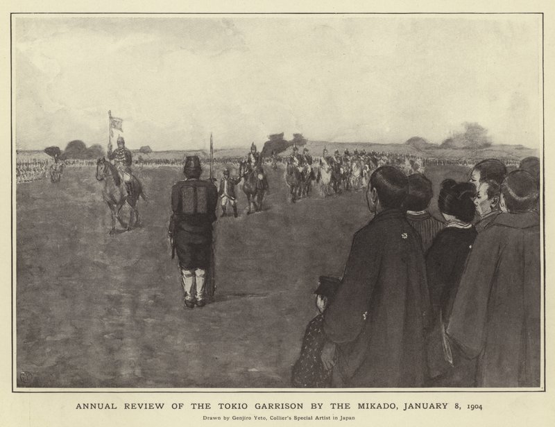 मिकोडो द्वारा टोकियो गैरीसन की वार्षिक समीक्षा, 8 जनवरी 1904 द्वारा जापानी फोटोग्राफर