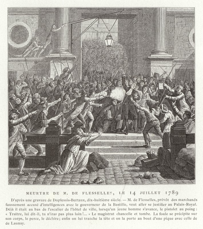जैक्स डी फ्लेसेले की हत्या, फ्रांसीसी क्रांति, 14 जुलाई 1789 द्वारा जीन डुप्लेसिस बर्टॉक्स