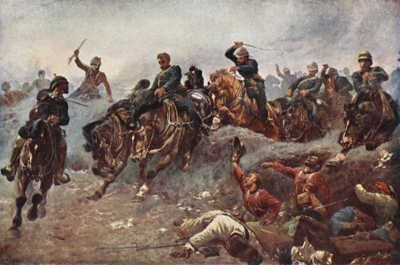 1882 में तेल एल-केबीर पर दुश्मन की रेखाओं में प्रवेश करते ब्रिटिश तोपखाने द्वारा जॉन चार्लटन