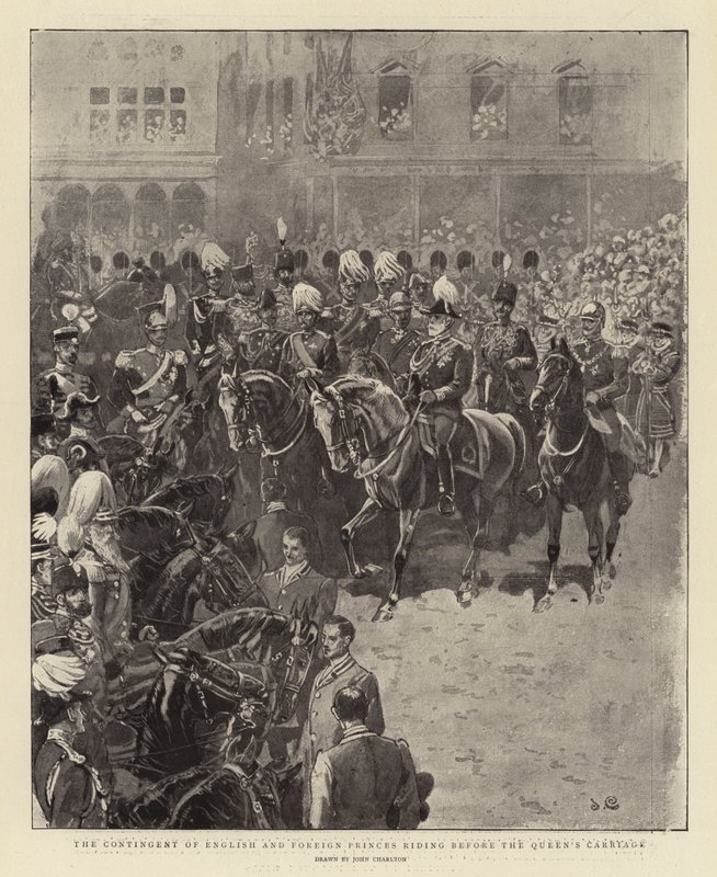 रानी की गाड़ी से पहले अंग्रेजी और विदेशी राजकुमारों की सवारी की परंपरा द्वारा जॉन चार्लटन