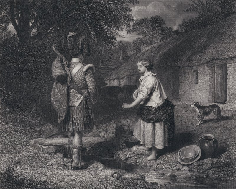 रॉबर्ट बर्न्स द्वारा द सोल्जर रिटर्न के लिए चित्रण (उत्कीर्णन) द्वारा जॉन (बाद में) Faed