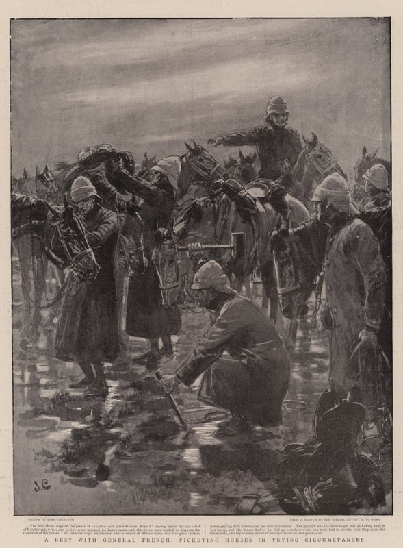 जनरल फ्रेंच के साथ एक आराम, ट्राइंग सर्कमस्टेंस में घोड़े की सवारी करना द्वारा जॉन चार्लटन