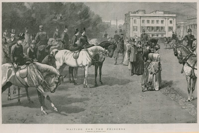 वेटिंग फॉर द प्रिंसेस: रॉटन रो, हाइड पार्क, लंदन में एक स्केच द्वारा जॉन चार्लटन
