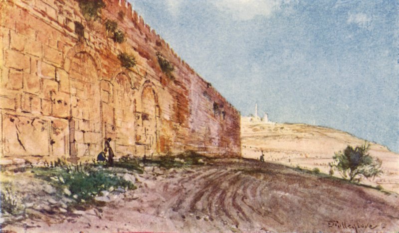 जेरूसलम, मंदिर क्षेत्र का ट्रिपल गेट (रंग लिथो) द्वारा जॉन फुललीवे