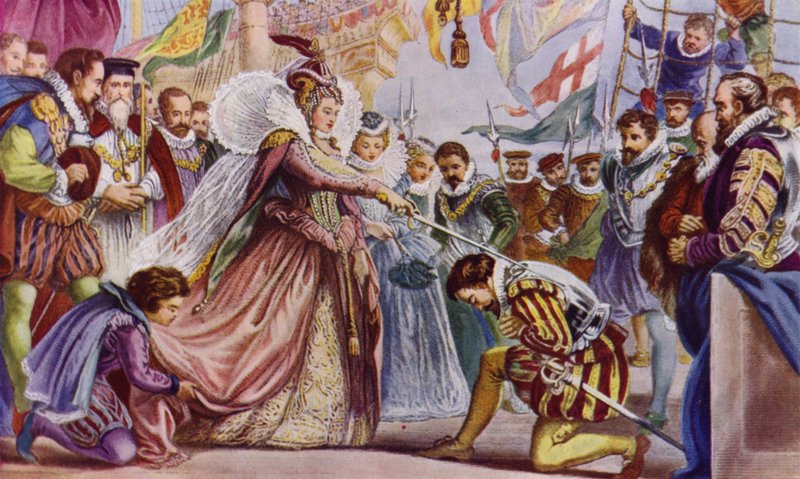 महारानी एलिजाबेथ I ने अपने जहाज, गोल्डन हिंद, Deptford, 1581 में सर फ्रांसिस ड्रेक को शूरवीर किया द्वारा जॉन गिल्बर्ट