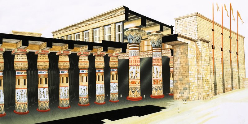 हाइपोस्टाइल हॉल के हिस्से का पुनर्निर्माण द्वारा जॉन मार्शल