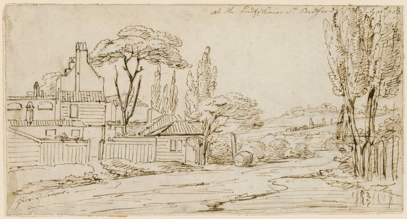 चेनिस सेंट, बेडफोर्ड स्क्वायर के अंत में, 20 जुलाई 1793 (कागज पर स्याही) द्वारा जॉन थॉमस सेरेस