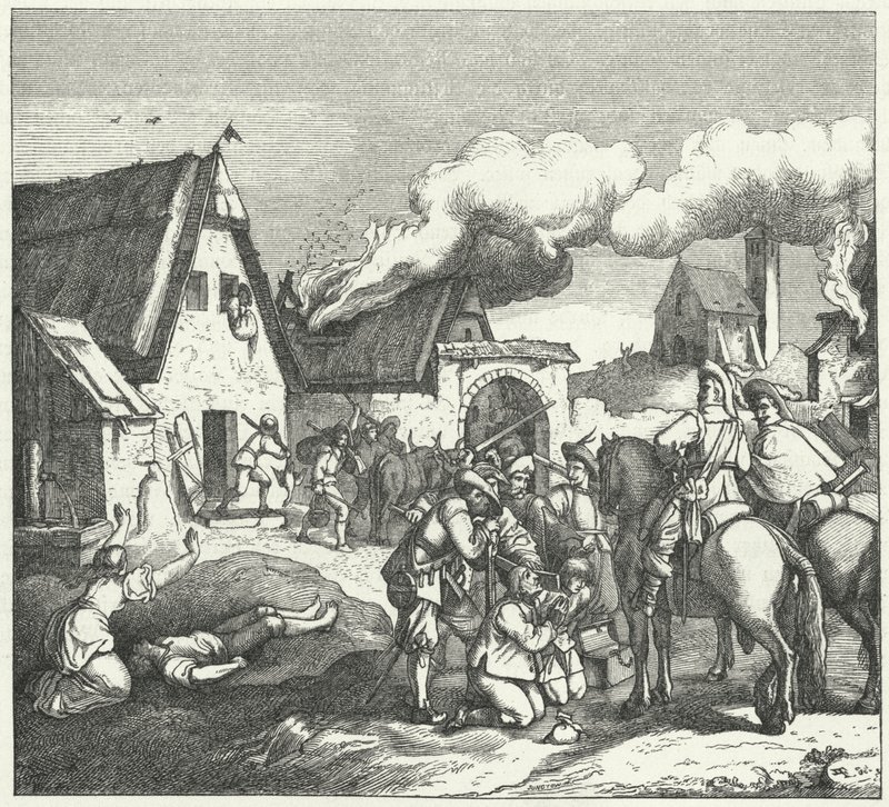 1634 के नॉर्डलिंगन की लड़ाई के बाद शाही सेना लूटपाट और गोली चलाना द्वारा जोसेफ मैथियास ट्रेन्क्वाल्ड
